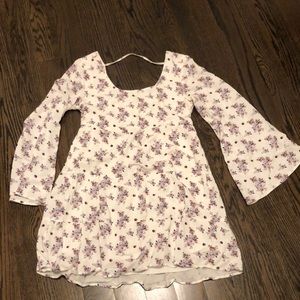 Bell sleeve dress with floral print